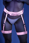 Fantasy Glow Black Light Strapped In Leg Harness Light Pink