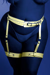 Fantasy Glow Black Light Strapped In Leg Harness Light Pink