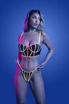 Glow Black Light Solar Flare Bra & Panty Set
