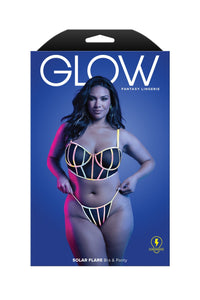 Fantasy Lingerie Glow Black Light Solar Flare Bra & Panty Set