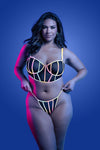 Glow Black Light Solar Flare Bra & Panty Set Queen