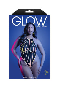Fantasy Lingerie Glow Black Light Solar Flare Teddy