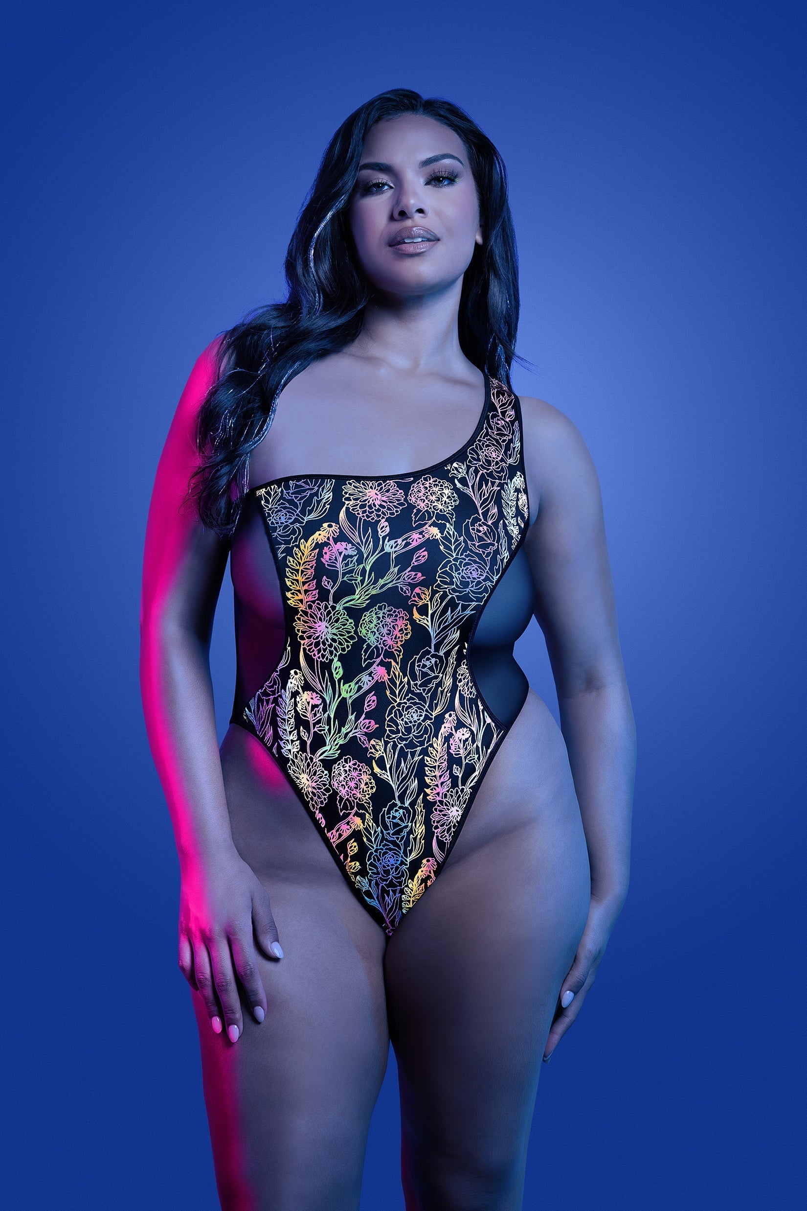 Fantasy Lingerie Glow Black Light Luminescent Teddy