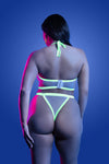 Glow Black Light Supernatural Zipper Bra Top & Panty Set Queen