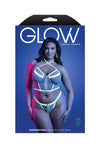 Glow Black Light Supernatural Zipper Bra Top & Panty Set Queen