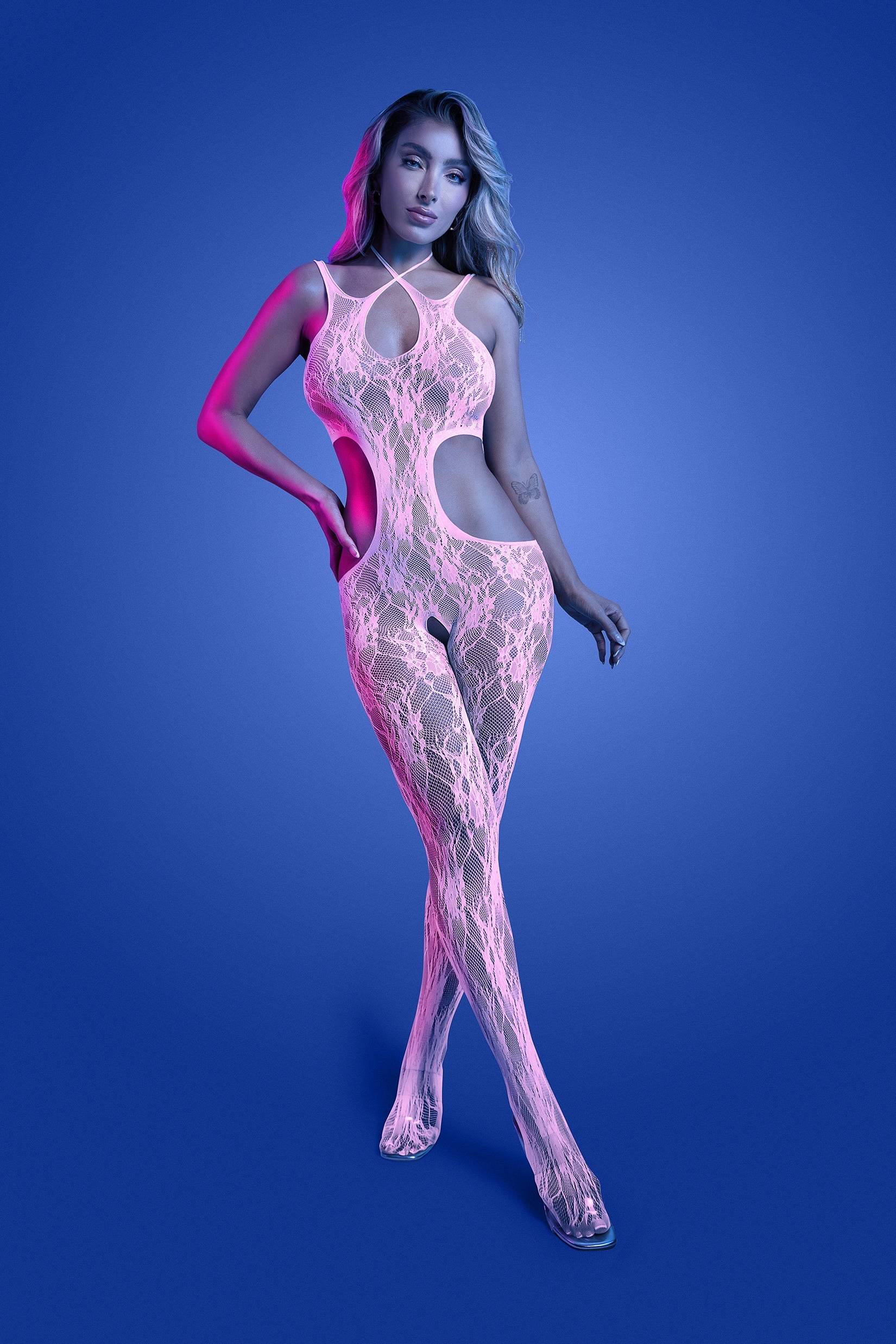 Glow Black Light Equilibrium Crotchless Bodystocking