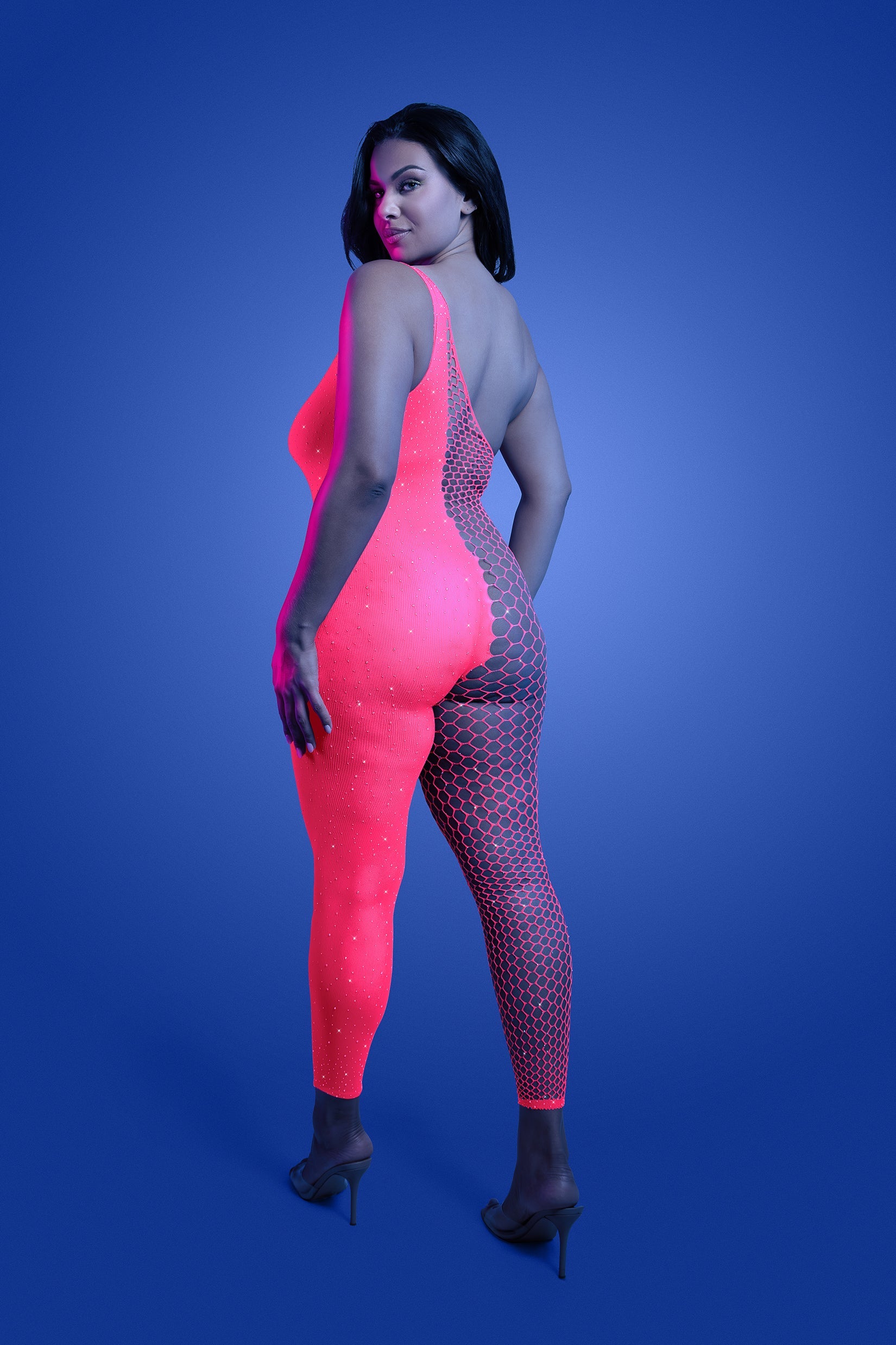 Glow Black Light Hyperdrive Rhinestone Bodystocking Queen