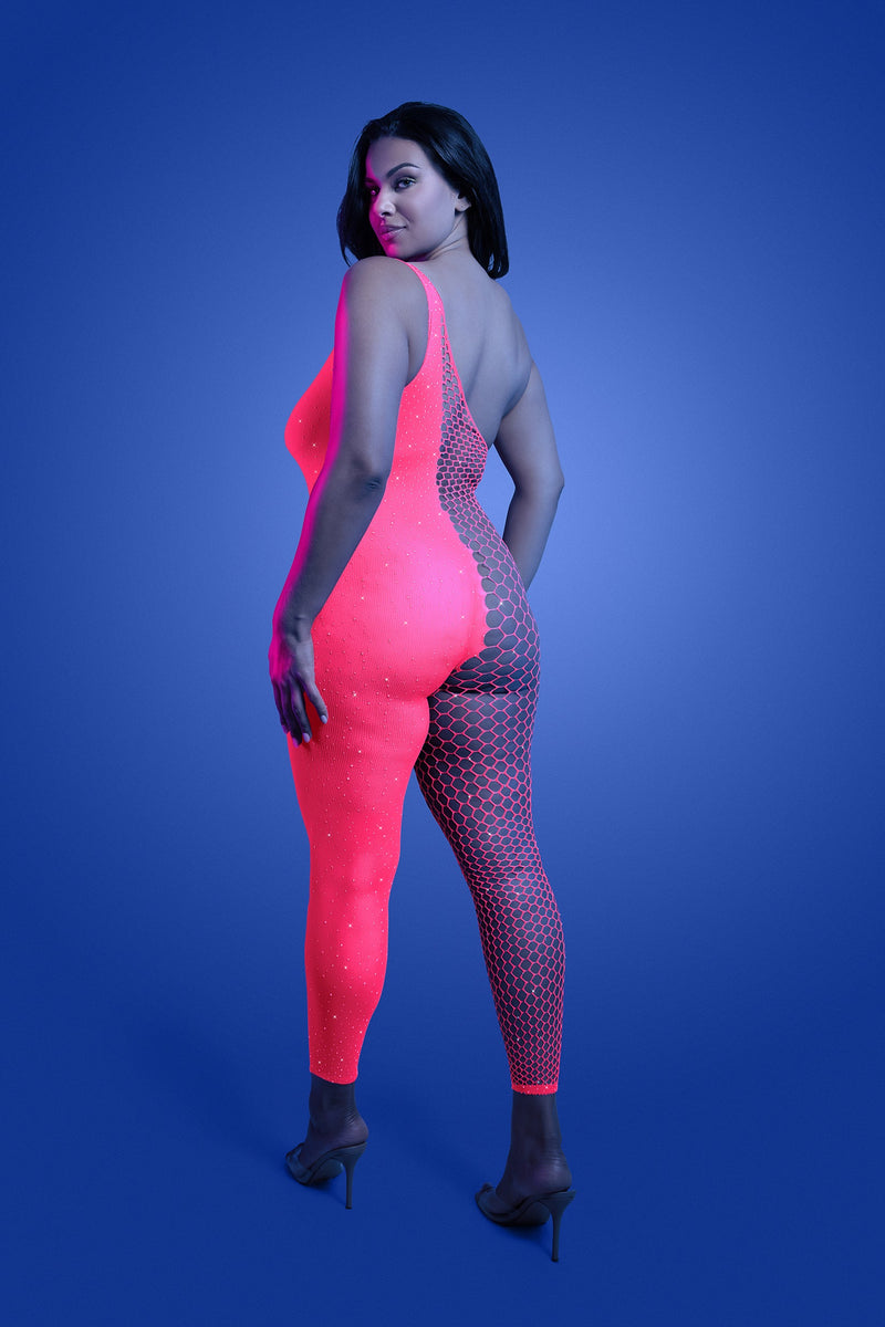 Glow Black Light Hyperdrive Rhinestone Bodystocking Queen