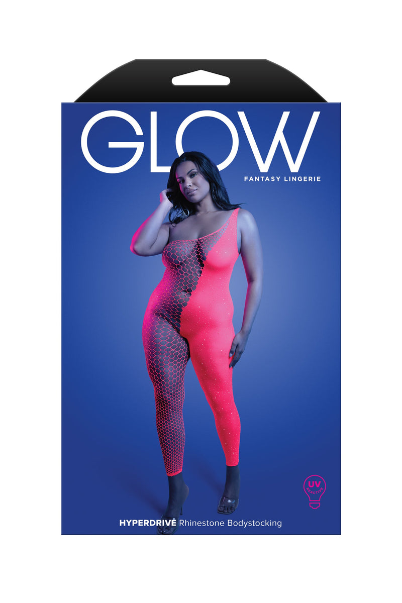 Glow Black Light Hyperdrive Rhinestone Bodystocking Queen