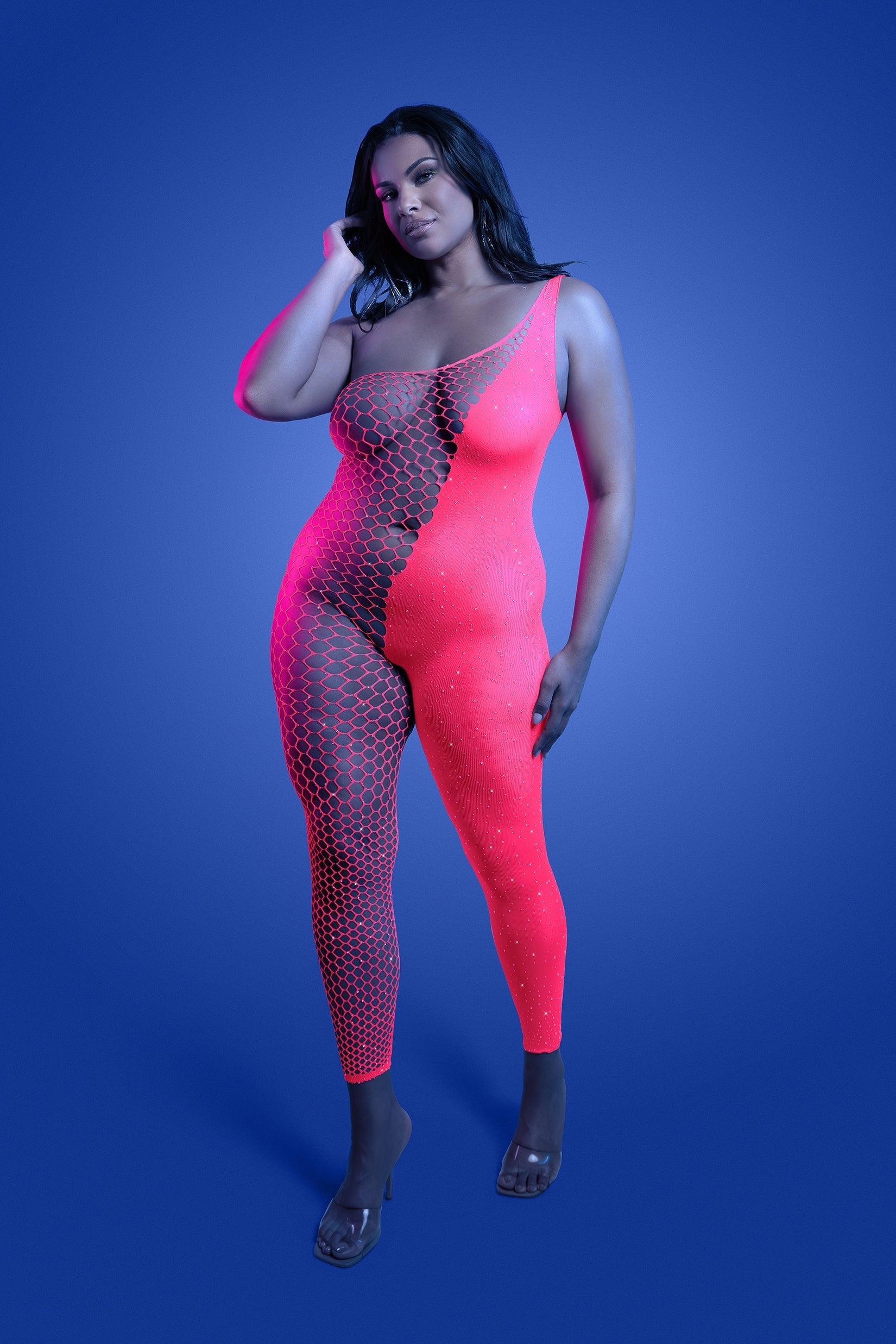 Fantasy Lingerie Glow Black Light Hyperdrive Rhinestone Bodystocking