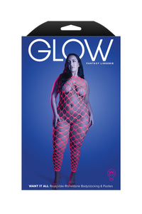 Queen Glow Want It All Reversible Rhinestone Bodystocking & Pasti