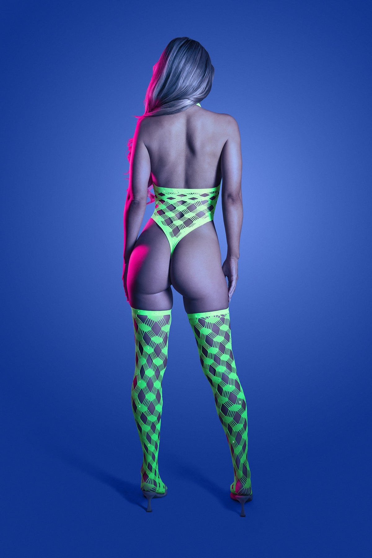 Glow Adrenaline Rhinestone Teddy & Stockings