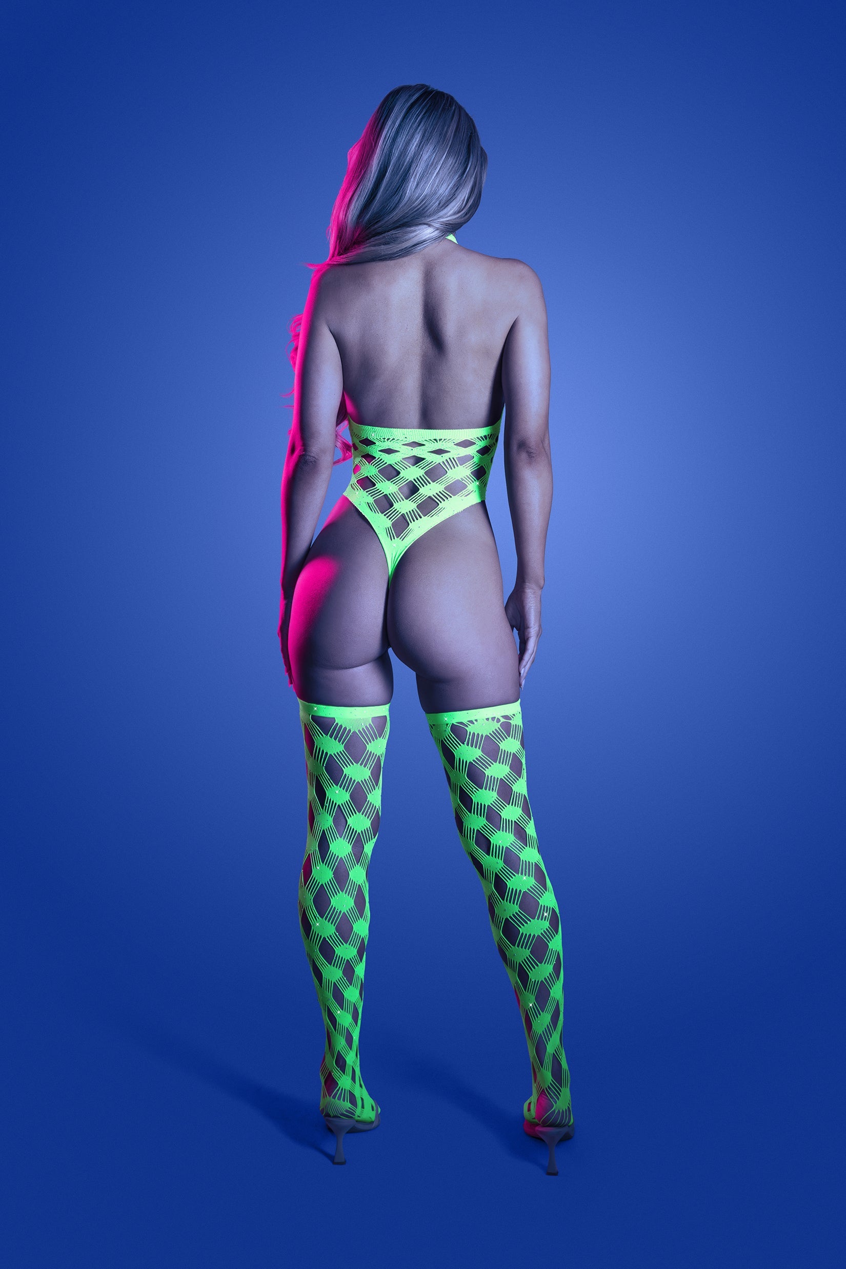 Glow Adrenaline Rhinestone Teddy & Stockings