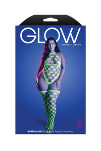 Queen Glow Adrenaline Rhinestone Teddy & Stockings