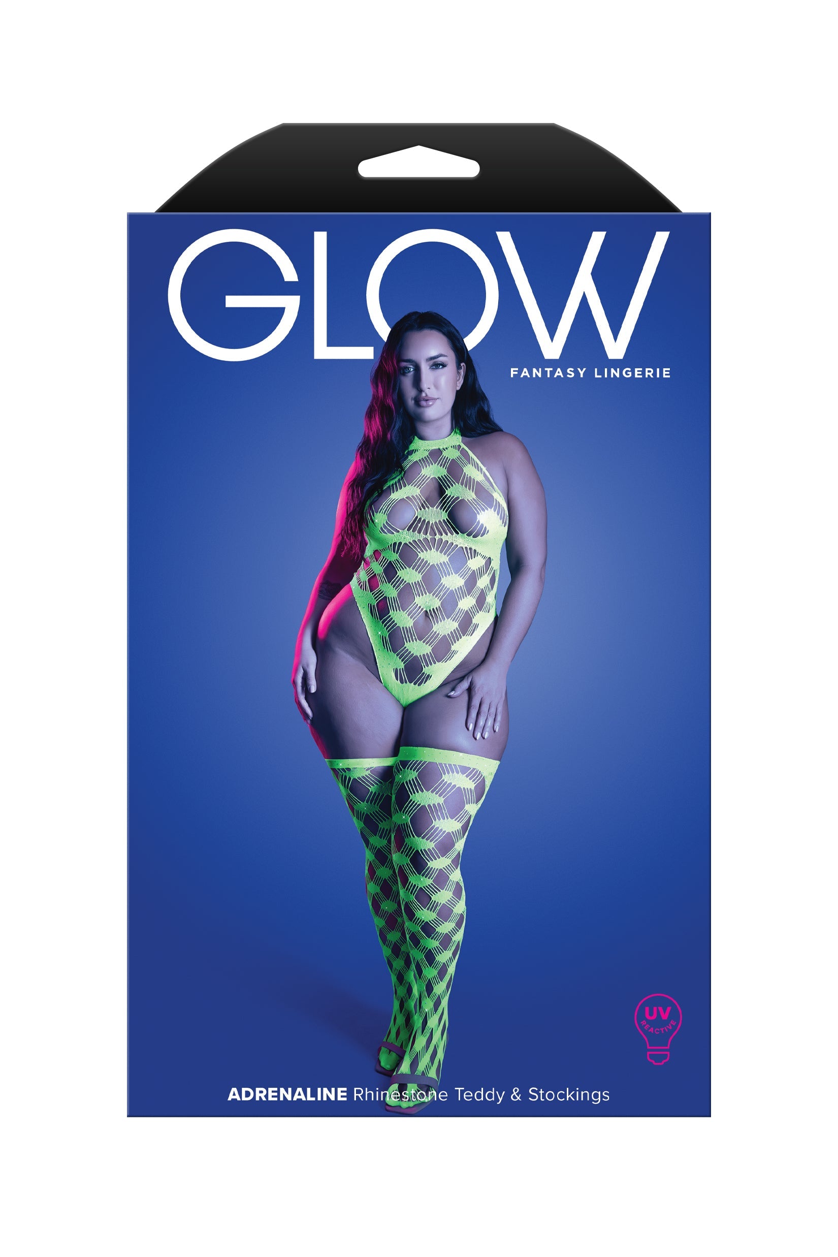 Queen Glow Adrenaline Rhinestone Teddy & Stockings