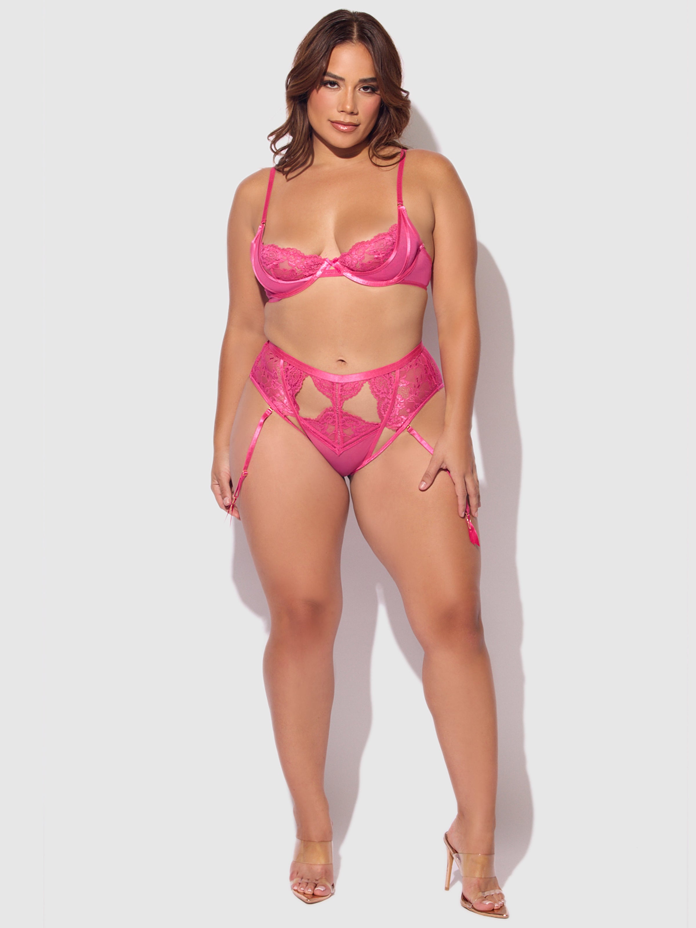 Harlow Lace Underwire Bra Set Fuchsia Purple