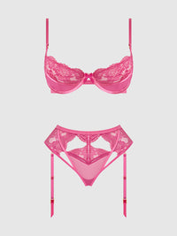 Harlow Lace Underwire Bra Set Fuchsia Purple