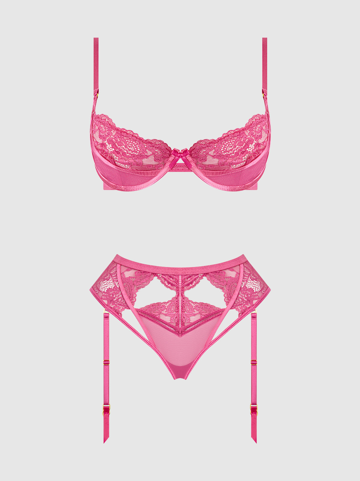 Harlow Lace Underwire Bra Set Fuchsia Purple