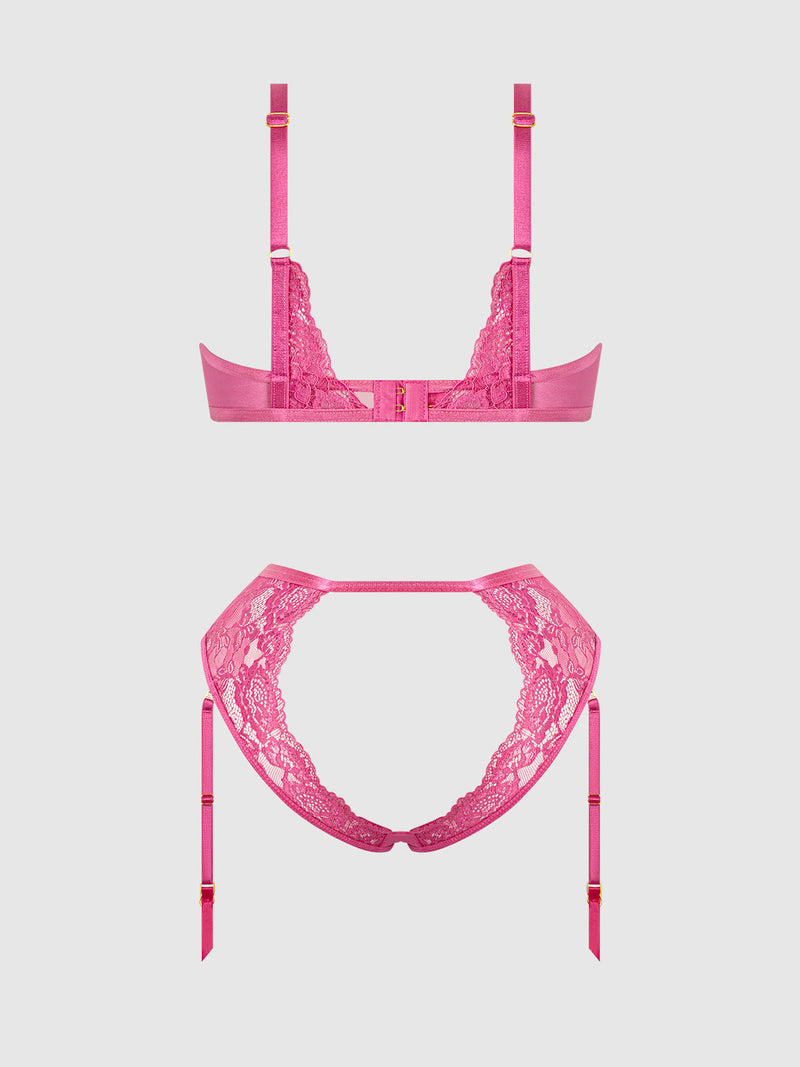 Harlow Lace Underwire Bra Set Fuchsia Purple
