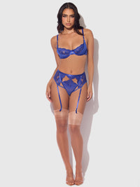 Harlow Lace Underwire Bra Set Surf the Web Blue