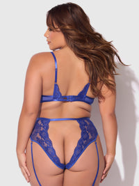 Harlow Lace Underwire Bra Set Surf the Web Blue