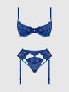 Harlow Lace Underwire Bra Set Surf the Web Blue