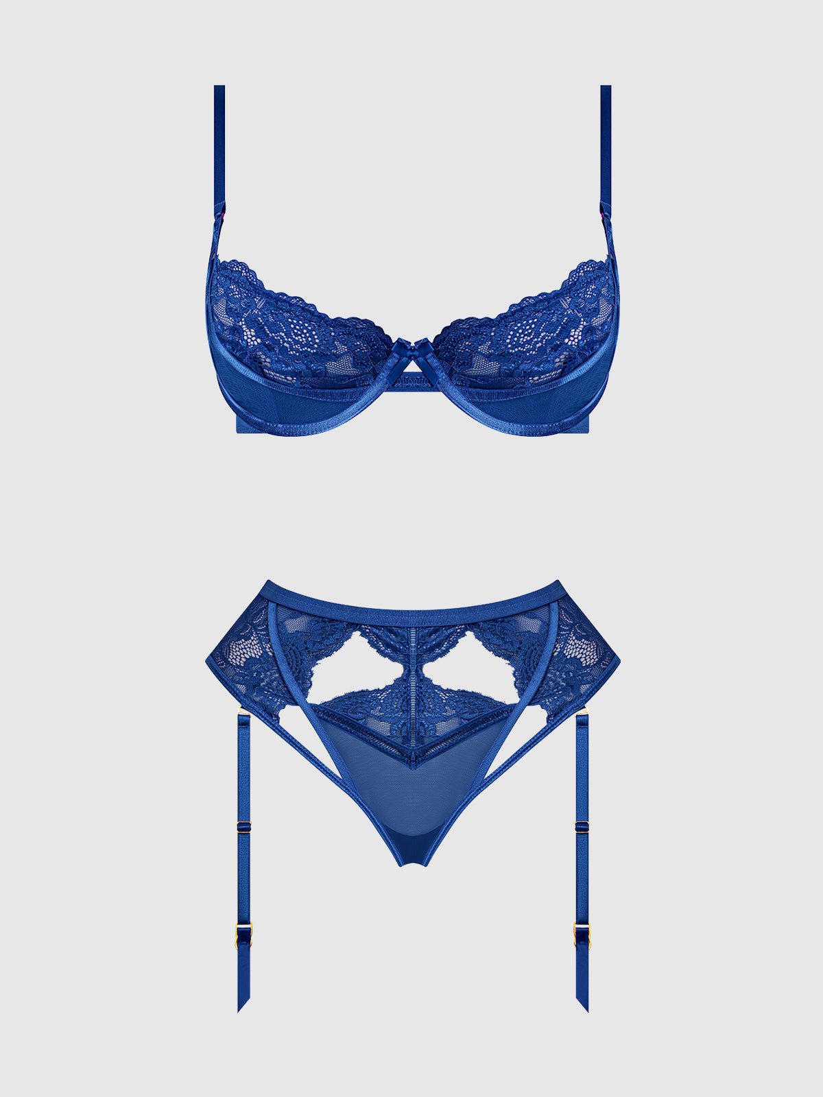 Harlow Lace Underwire Bra Set Surf the Web Blue