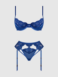 Harlow Lace Underwire Bra Set Fuchsia Purple