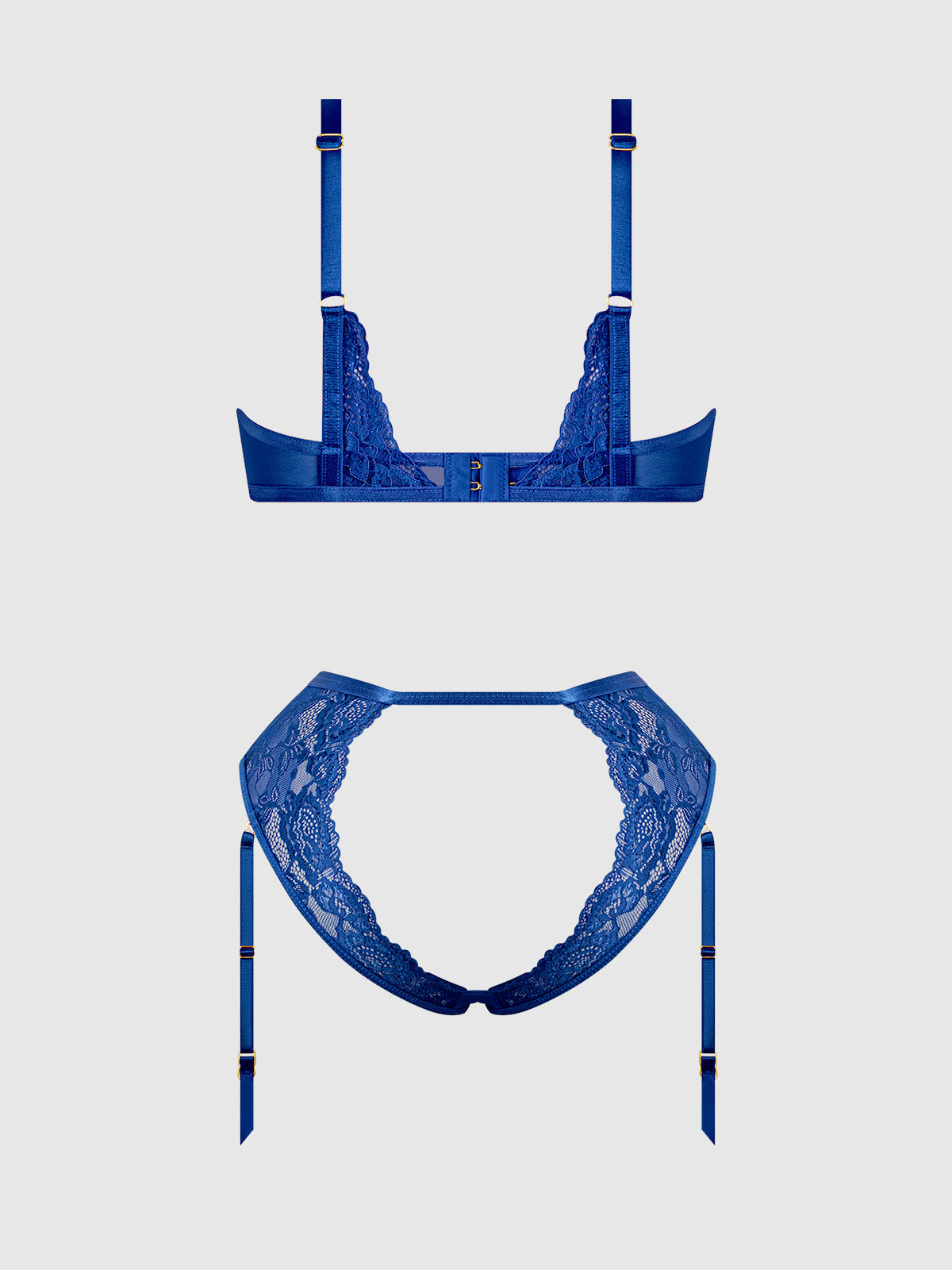 Harlow Lace Underwire Bra Set Surf the Web Blue