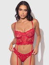 Harlow Bustier and Backless Hipster Set Crimson Red