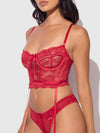 Harlow Bustier and Backless Hipster Set Crimson Red