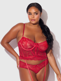 Harlow Bustier and Backless Hipster Set Crimson Red