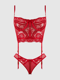 Harlow Bustier and Backless Hipster Set Crimson Red