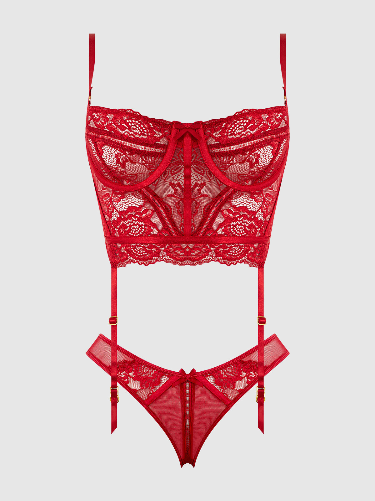 Harlow Bustier and Backless Hipster Set Crimson Red