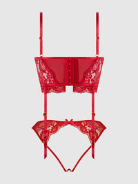 Harlow Bustier and Backless Hipster Set Crimson Red