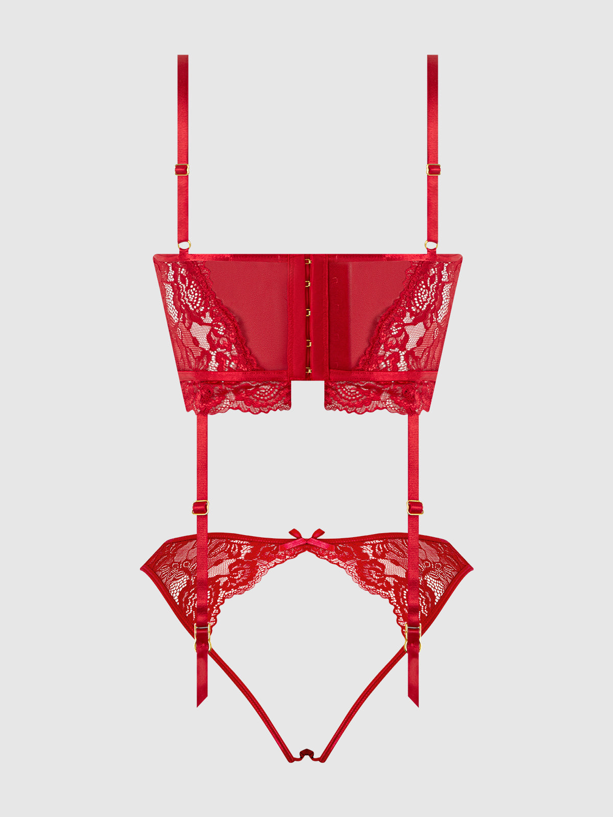 Harlow Bustier and Backless Hipster Set Crimson Red