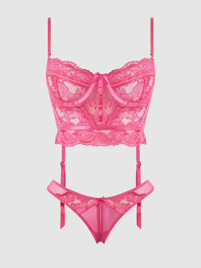 Harlow Bustier and Backless Hipster Set Fuchsia Purple