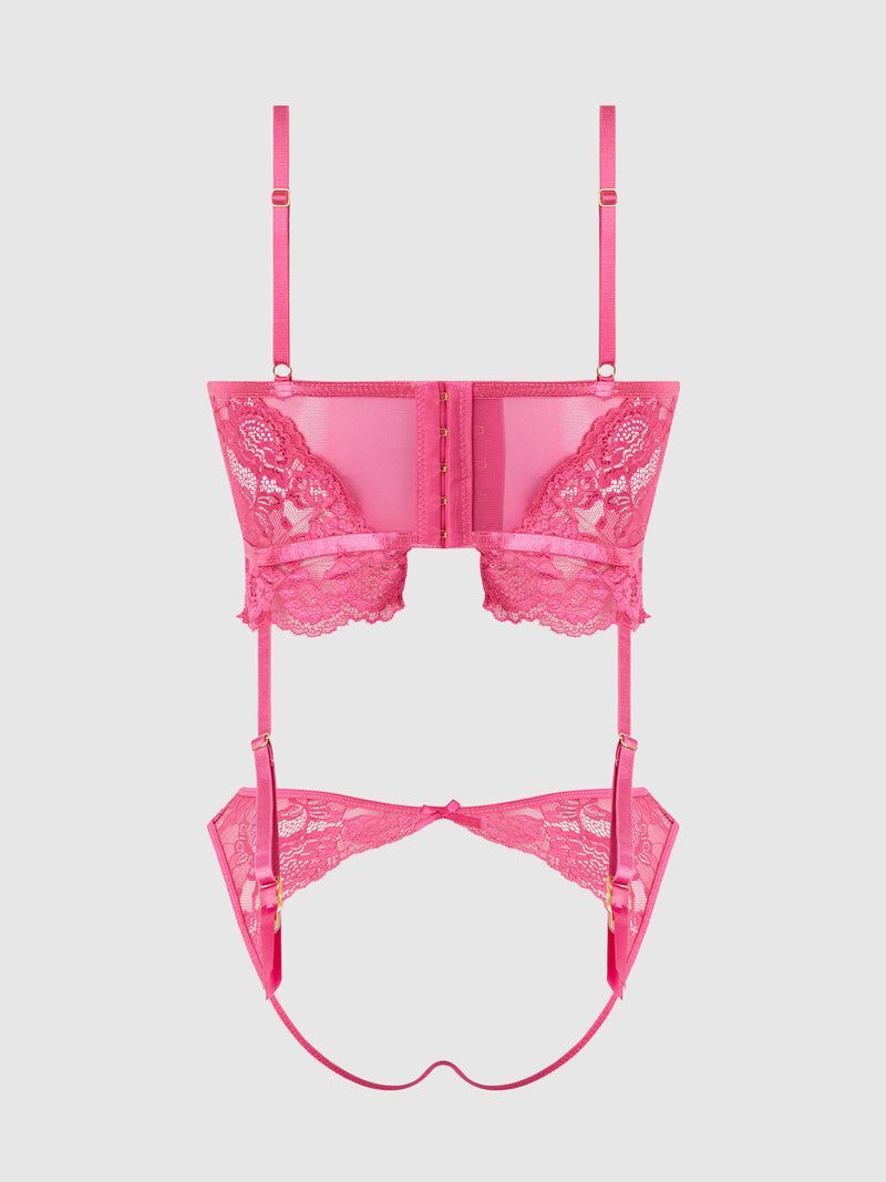 Harlow Bustier and Backless Hipster Set Fuchsia Purple