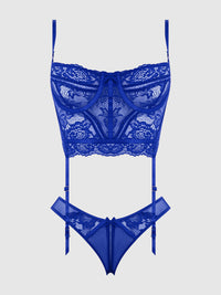 Harlow Bustier and Backless Hipster Set Surf the Web Blue