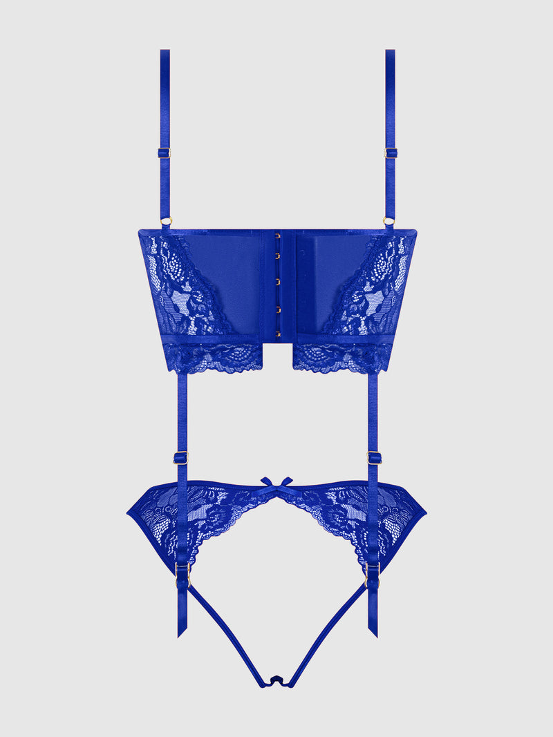 Harlow Bustier and Backless Hipster Set Surf the Web Blue