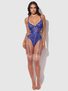 Harlow Lace & Mesh Underwire Teddy Surf the Web Blue