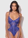 Harlow Lace & Mesh Underwire Teddy Surf the Web Blue