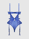 Harlow Lace & Mesh Underwire Teddy Surf the Web Blue