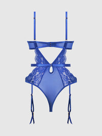 Harlow Lace & Mesh Underwire Teddy Surf the Web Blue