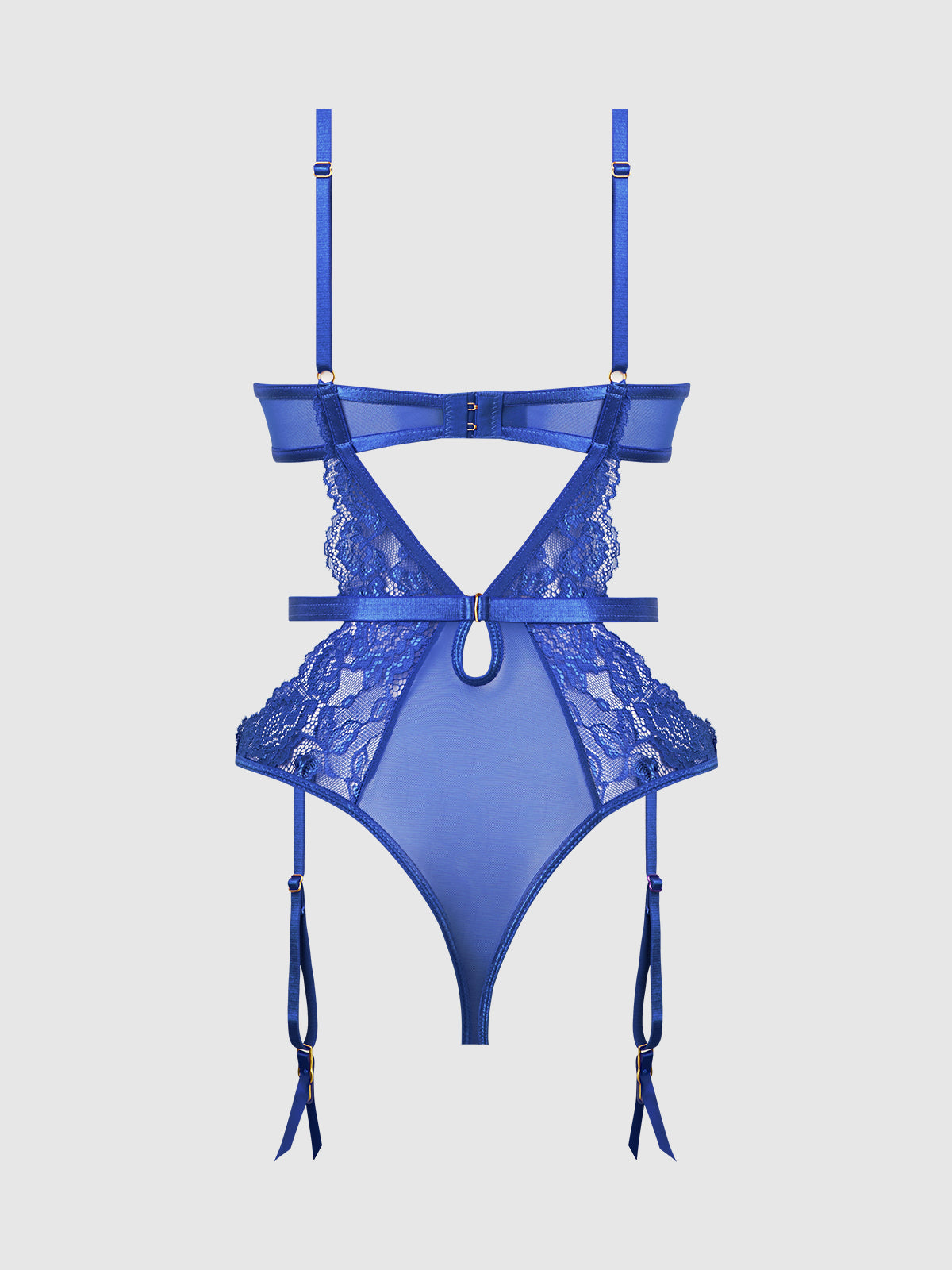 Harlow Lace & Mesh Underwire Teddy Surf the Web Blue