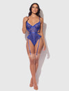 Harlow Lace & Mesh Underwire Teddy Surf the Web Blue