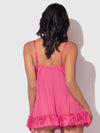 Harlow Lace & Mesh Babydoll & G-String Set Fuchsia Purple