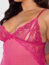 Harlow Lace & Mesh Babydoll & G-String Set Fuchsia Purple