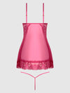 Harlow Lace & Mesh Babydoll & G-String Set Fuchsia Purple