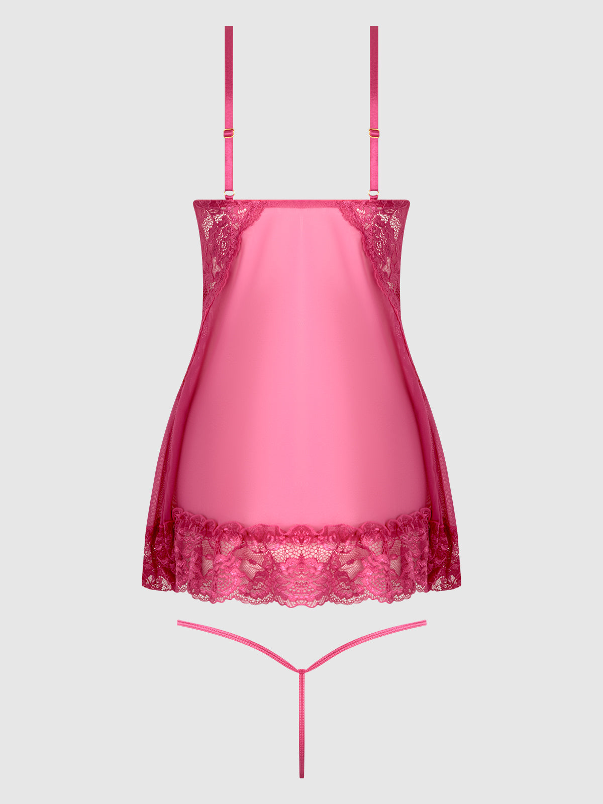 Harlow Lace & Mesh Babydoll & G-String Set Fuchsia Purple